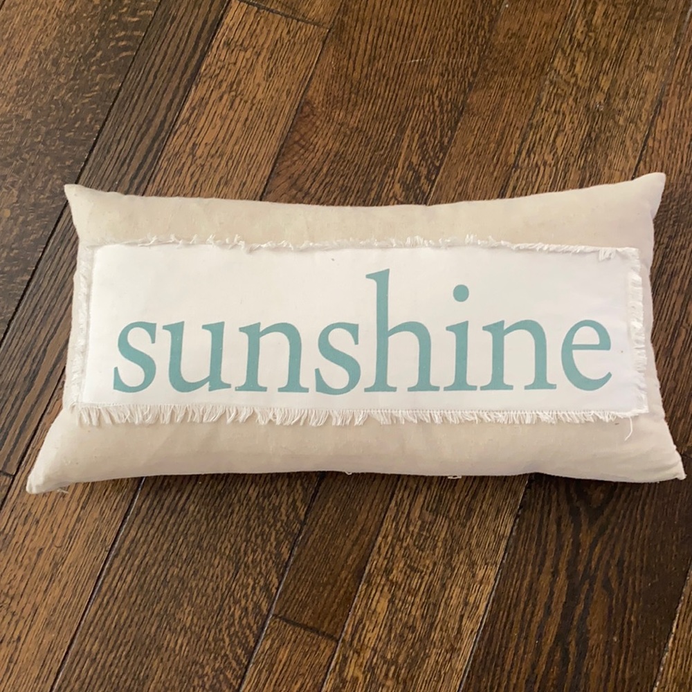Sunshine down stuffed throw pillow used as decore.